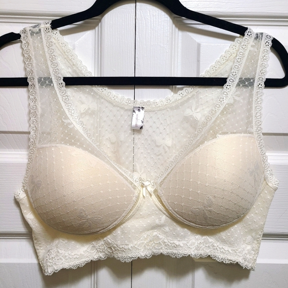 Wishlist Lace Bralette Padded‎ IVORY Women’s Size Large SEXY